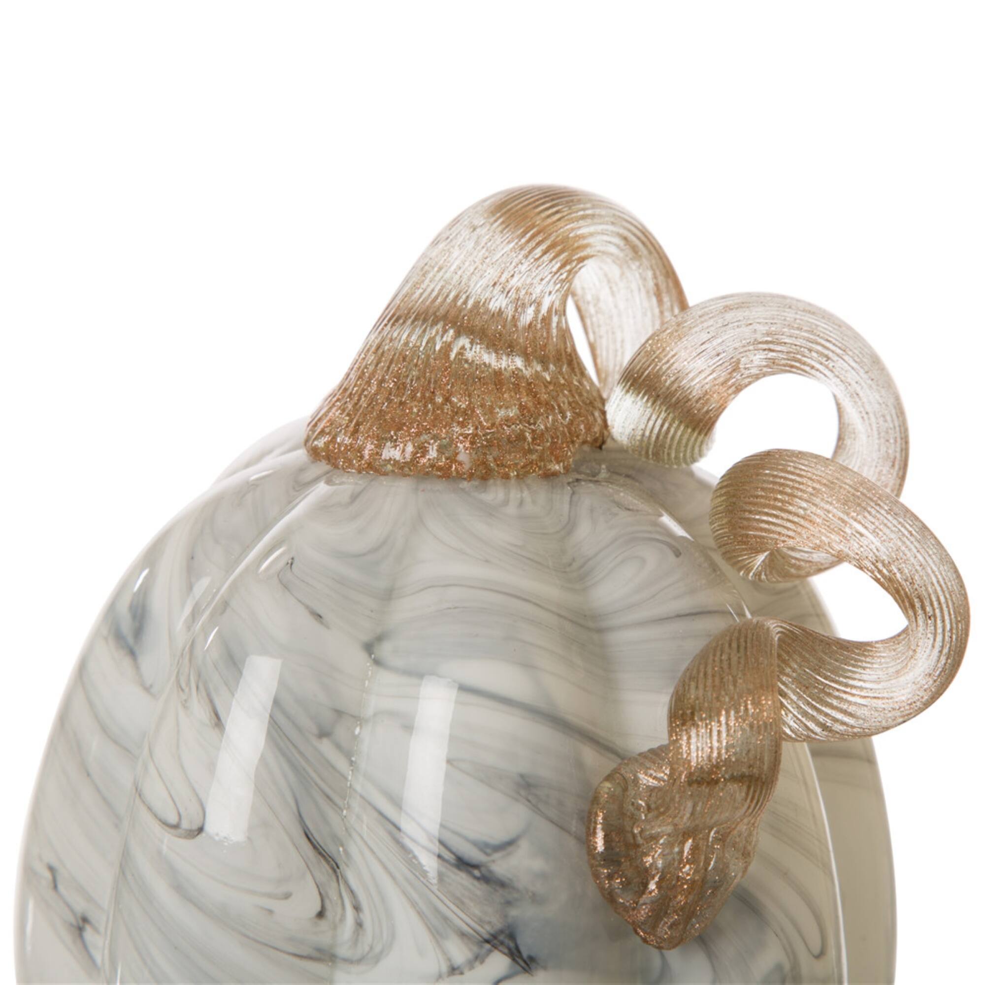 Glitzhome® Marble Tall Marble Glass Pumpkin, Gray